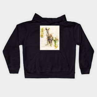 Australian Kangaroo and Baby Joey Kids Hoodie